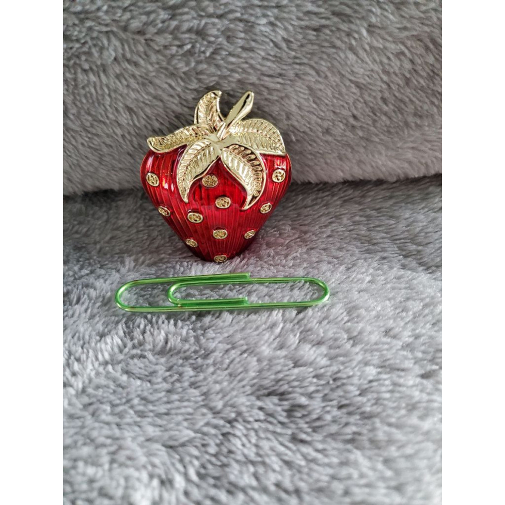 Ripe Red Strawberry Brooch